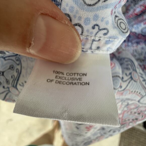 Tailorbyed Men’s Casual Button Down Long Sleeve Shirt Paisley Red White‎ Blue XL - Picture 4 of 8